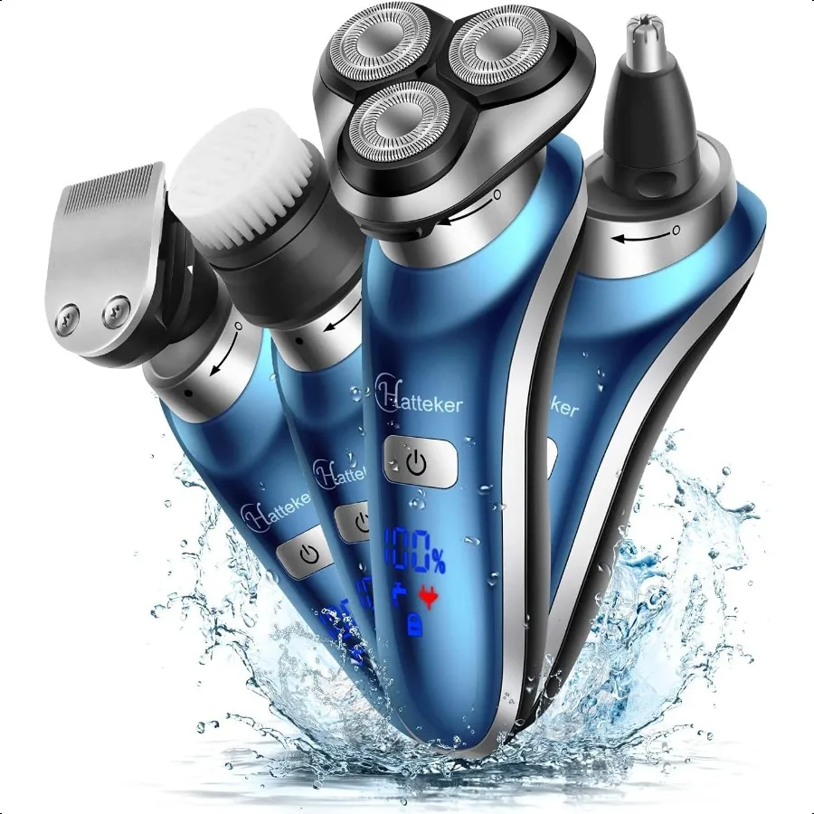 

Hatteker Electric Shaver for Men Trimmer for Men Cordl Rechargeable Beard se Hair Face Trimmer Rotary Razor USB Groomer Waterpr