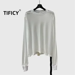 High Street katoenen t-shirt tops nieuwe vroege lente heren/dames comfortabele effen kleur zachte ronde hals casual eenvoudige basis T-shirt