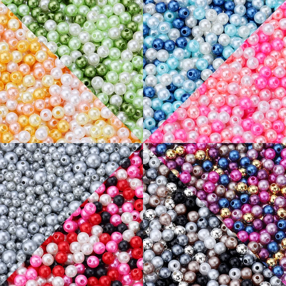 Colorful Mix Size ABS Imitation Pearl Beads Round Plastic Loose Spacer Bead For DIY Necklace Bracelet Jewelry Making Findings