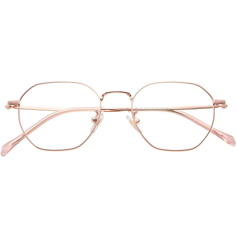 49-19 نظارات التيتانيوم الرجعية المضلعة إطار كامل خفيفة للغاية عادي قصر النظر إطار نظارات النساء وصفة طبية مخصصة #5