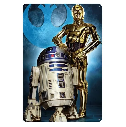 Cartel de chapa de película R2d2 crpo droids, placa de aluminio de 20x30cm