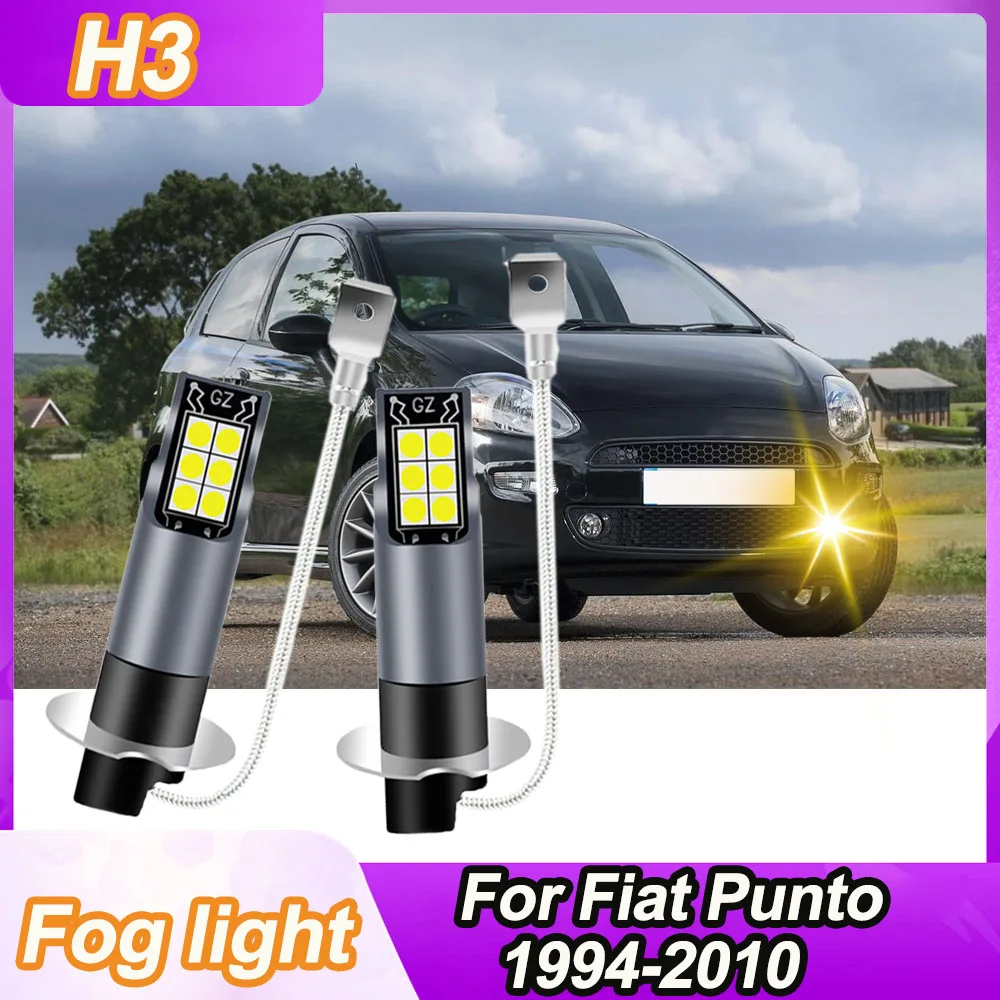 For Fiat Punto 1994-2010 2008 2009 2010 2pcs H3 LED Fog Light Bulb Conversion Kit 3000K Yellow Replacement Bulbs