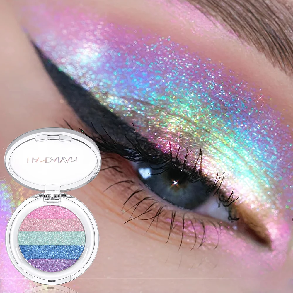 3-Color Chameleon Pearl Shimmer Eye Shadow High-Pigment Glow, Fluorescent Micro-Shimmer Eye Shadow Rainbow Highlighter Makeup