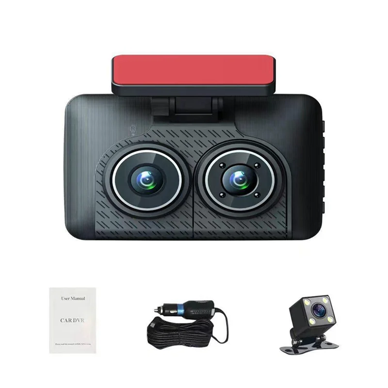 New 4Inch 1080P Three Lens Car Recorder with Parking Monitoring Back-Up Video Function HD Night Vision Recorder for Car