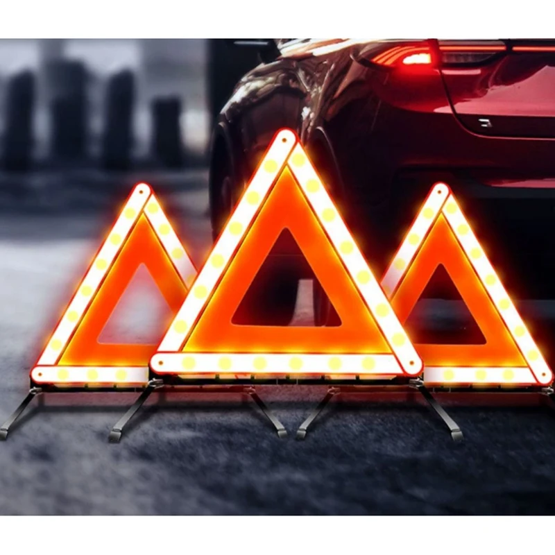 AB15-Standard Warning Triangles, Safetys Triangles DOT Approved, Reflective Triangles With Heavy Base, FMVSS 571.125