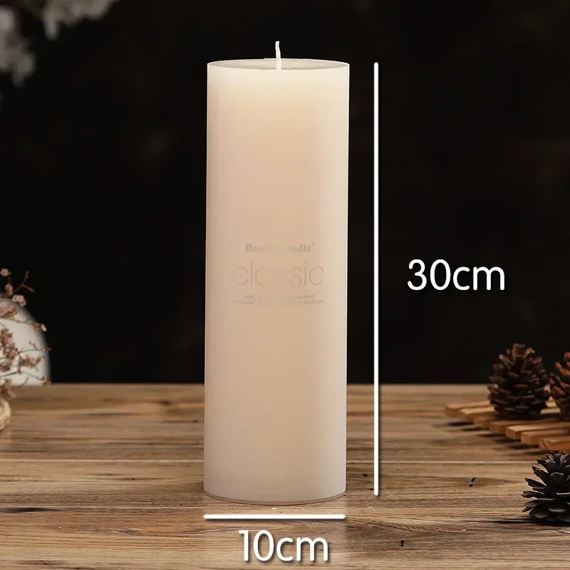 Modern Cylindrical Smokeless and Odorless Ivory White Large Candle Paraffine Candle  Home Decorative Candles Birthday Gift