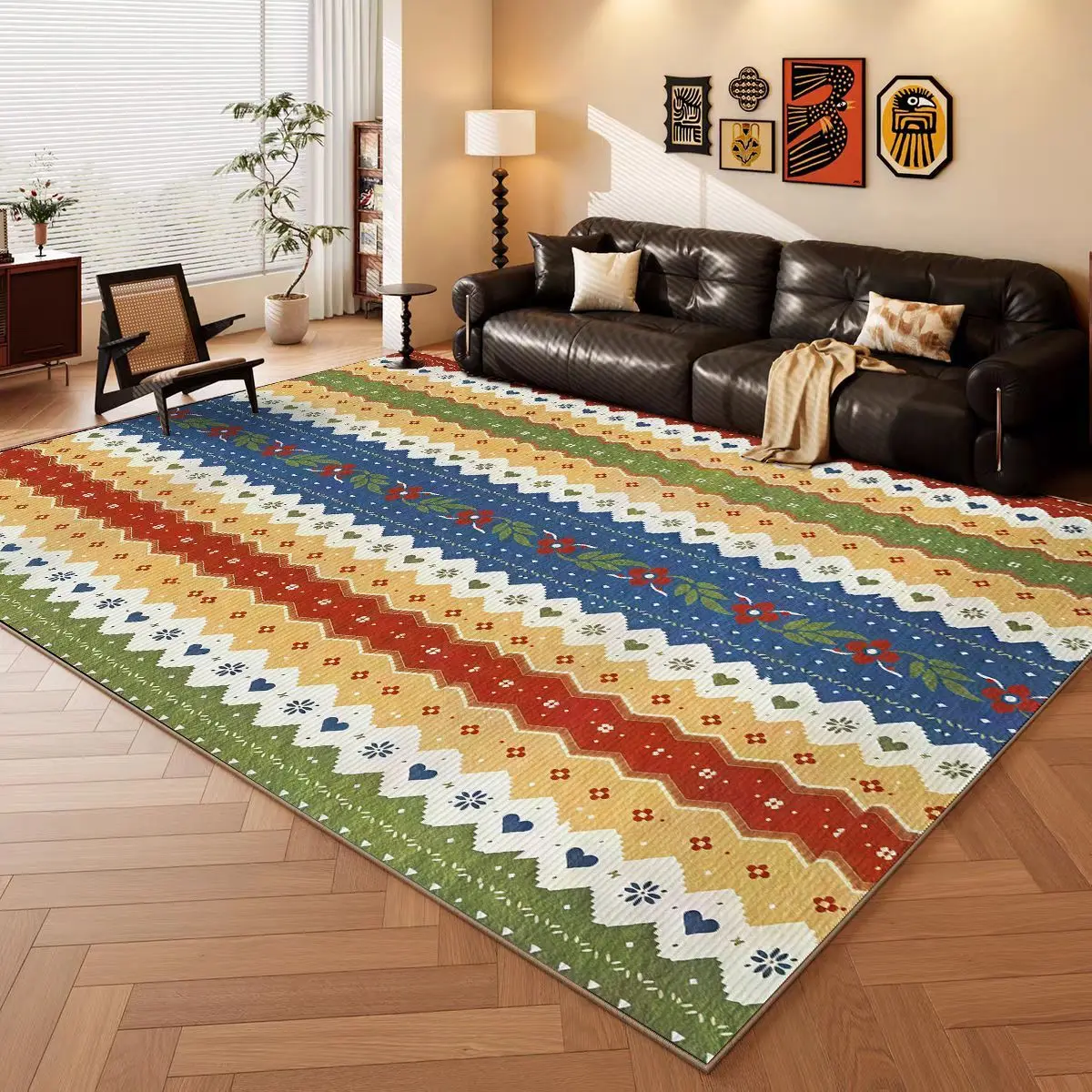 

Art Abstract Style Big Size Living Room Rugs Soft Cute Girl Room Decoration Bedroom Carpet Easy Cleaning Non-slip Mat for Kids