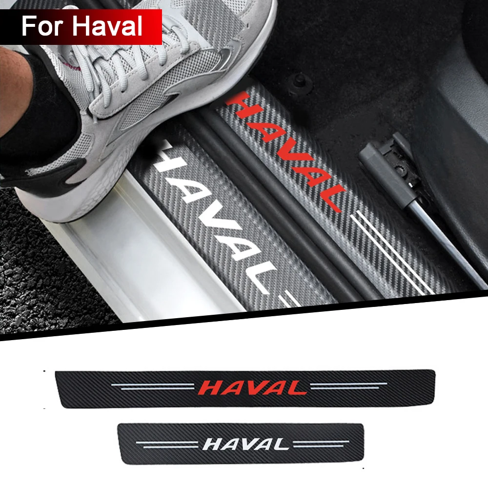 4pcs car Sticker door carbon leather Fiber Sill Plate For Great Wall Haval/Hover H1 H2 H6 H7 H4 H9 F5 F7 F9 H2S Car Styling