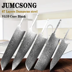 JUMCSONG DIY Blade Blank 67 layer Damascus VG10 Steel Core Semi-Finished Blade Utility Knife Santoku Small Vegetable Cutting