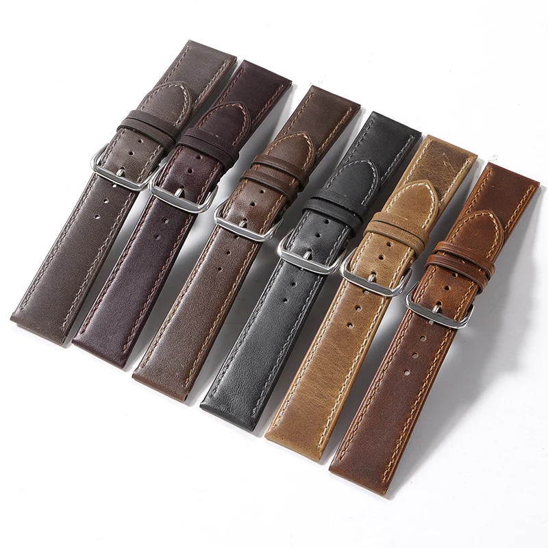 خمر الجلود حزام ساعة اليد 18 مللي متر 19 مللي متر 20 مللي متر 21 مللي متر 22 مللي متر البني رمادي حزام الساعات العالمي الأعمال سوار حزام اكسسوارات