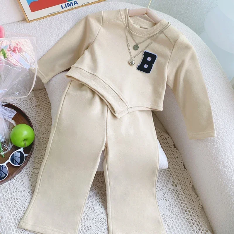 

2024 Autumn Girls New Irregular Long-sleeved Sweater Pants Clothing Sets