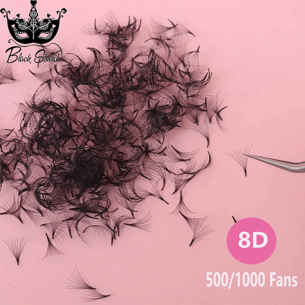 8D Loose Fans Eyelash Extensions  Matte Black Russian Volume Fans Professional Sharp Narrow Stem 8D 10D 12D 14D Premade Lashes