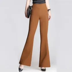 Women's Fashion Elastic Waist Formal Solid Color Patchwork New Spring and Autumn Commute High Waited Flared Large Casual Pants