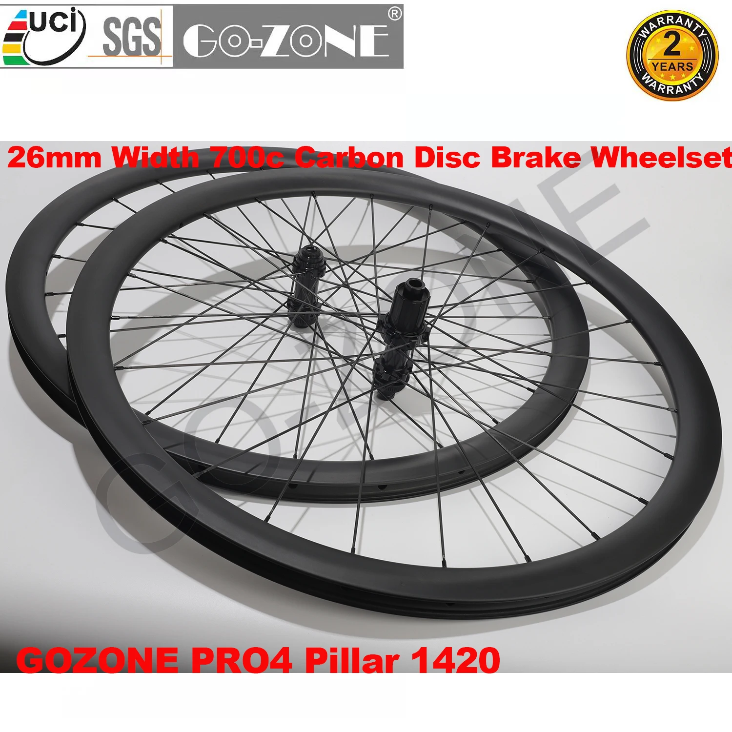 Factory Outlet Clincher Tubeless Tubular 700c Carbon Wheelset 26mm U Shape GO-ZONE PRO4 Pillar 1420 Disc Brake Bicycle Wheels