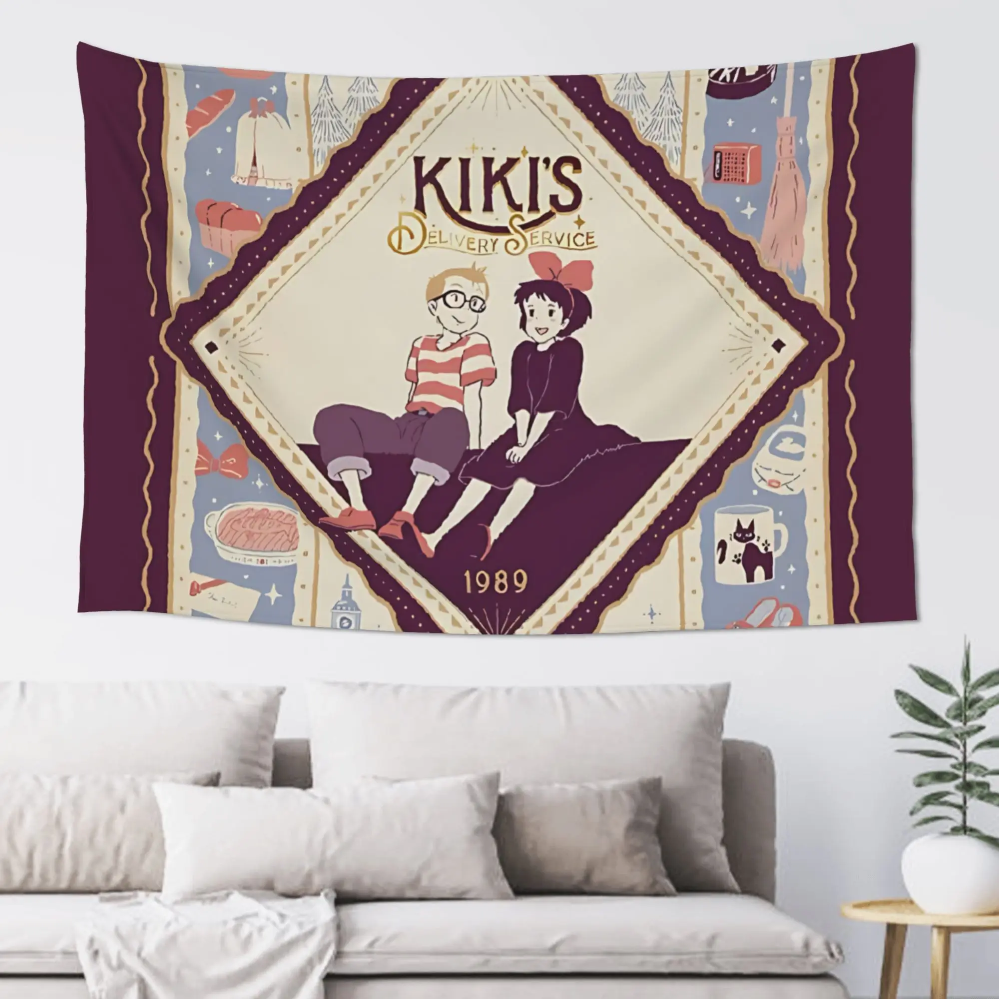 Customized Cartoon Kikis Delivery Services Cutecore Tapestry  Wall Hanging Blanket Tapestry Home Decor Items Wall Decorations