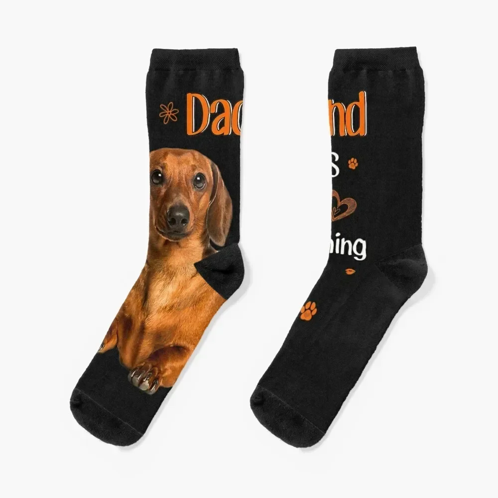 

Dachshund Kisses Fix Everything dachshund lover Socks halloween kawaii sport Hiking boots Ladies Socks Men's