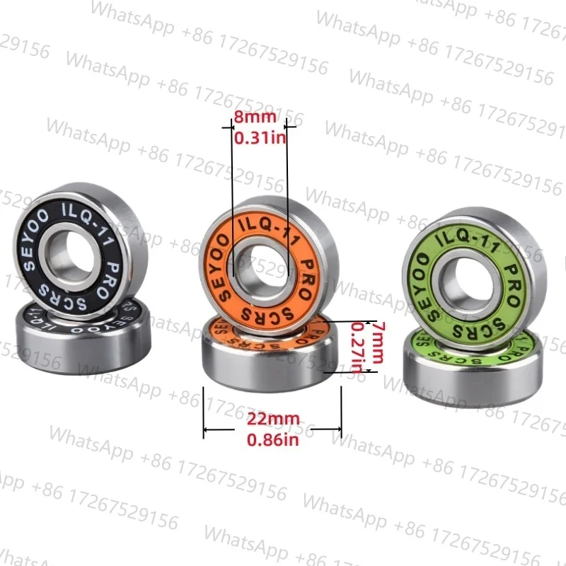8Pcs 608 ILQ-11 PRO Bearings High-Speed Low Noise, GCr15 Steel 2RS Sealed for Skateboard Longboard Inline Skates Scooter