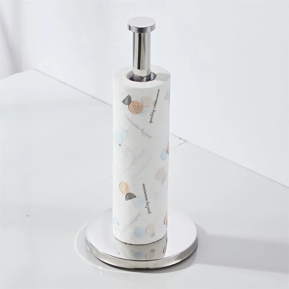 Standing Stainless Steel Floor Standing Non Perforated Kitchen Cling Film Storage Bathroom Tissue Holder Highend Home Decoration