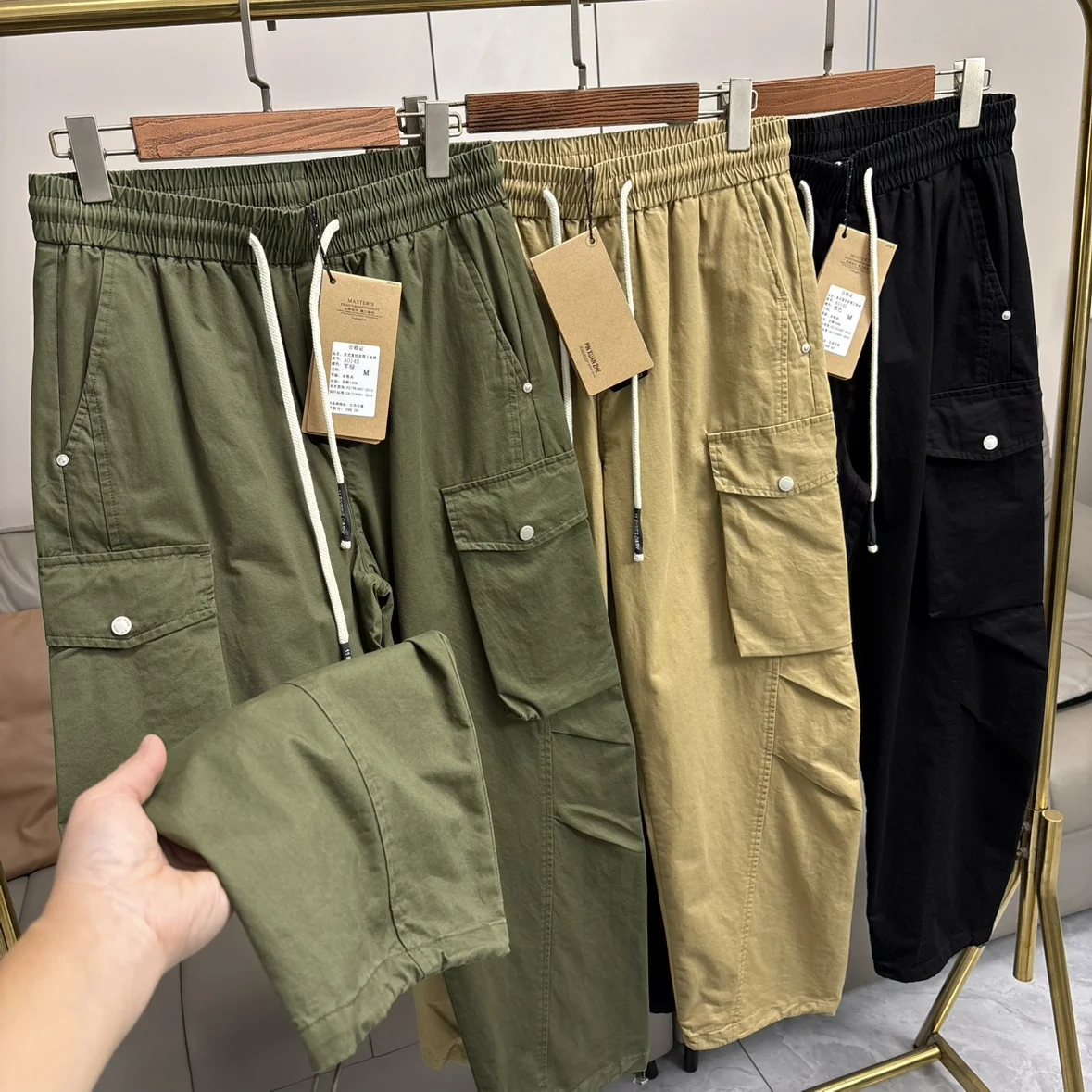 

Мужские повседневные брюки из хлопка для активного отдыха, прямые, с трехмерным кроем, из денима