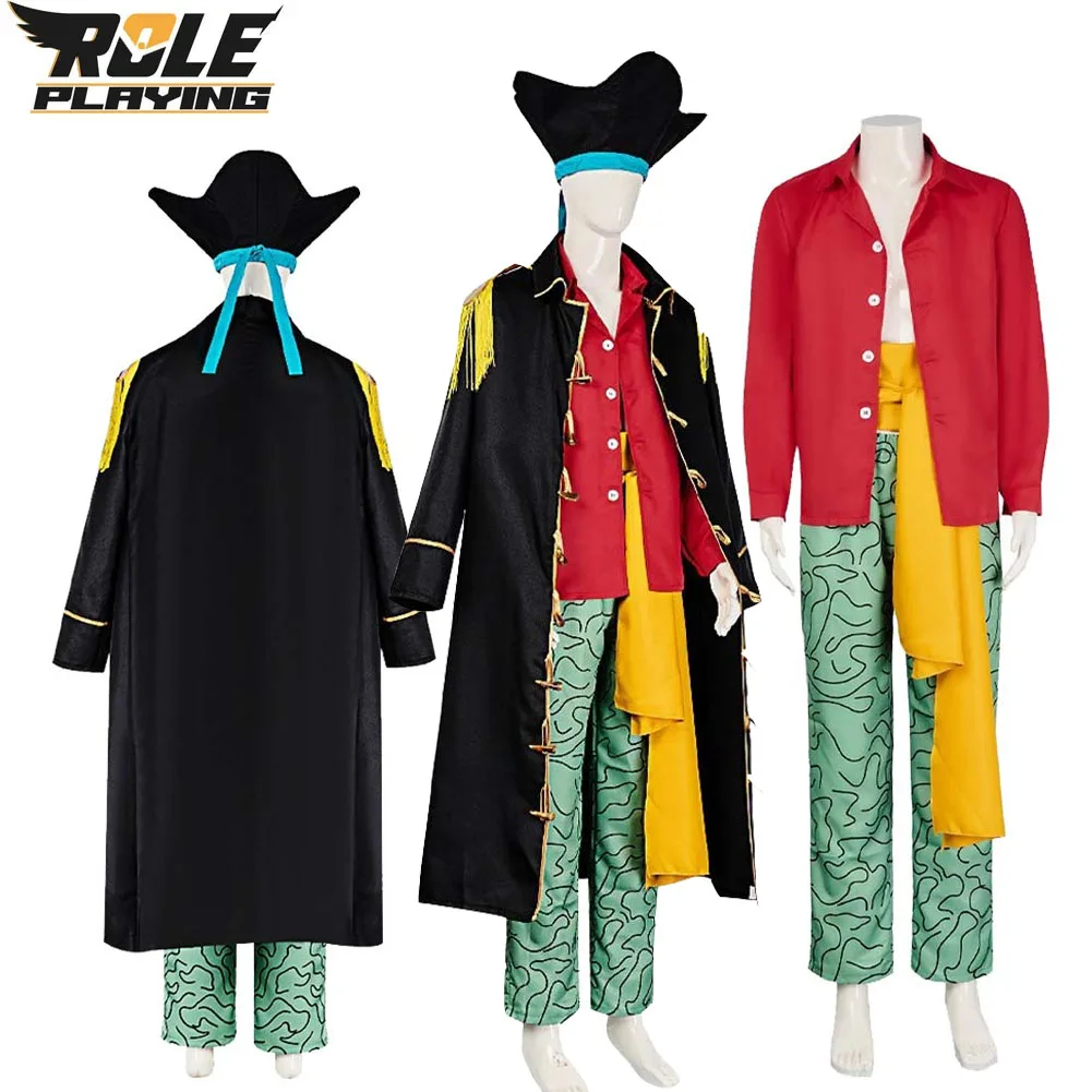 

Костюм для косплея Marshall D. Teach: мужской комплект с шапкой, пальто, рубашкой, шарфом и брюками для взрослых мужчин на Хэллоуин, карнавал, вечеринку