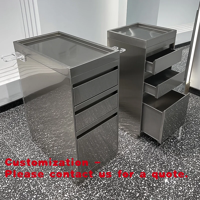 

Customize.Metal Hair Salon Barber Shop Storage Cabinet with Customizable Shelves and Table