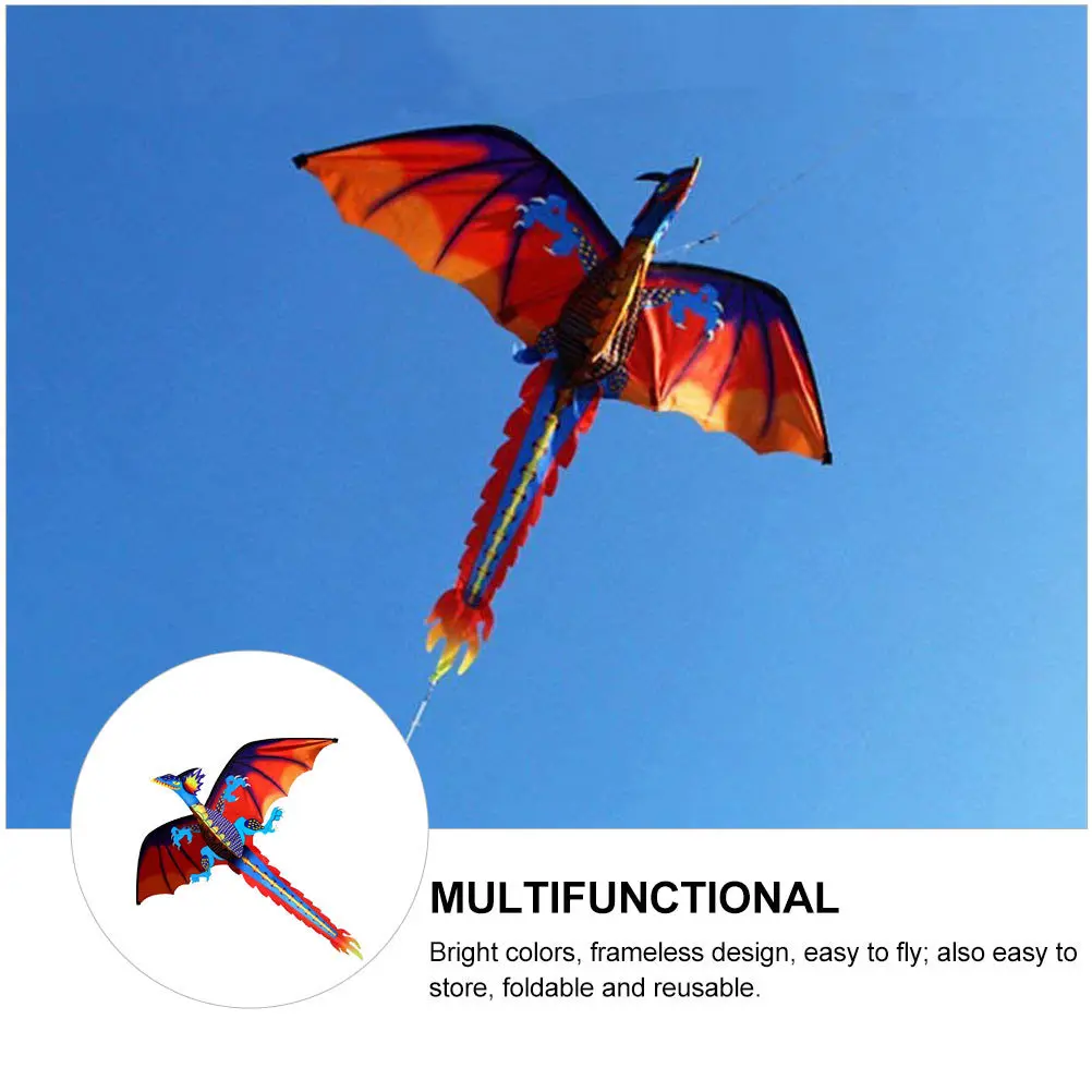 1 Satz 1 Set 3D-Dinosaurier-Drachen mit langem Schwanz, helle Farbe, einfach zu fliegen, faltbar, für Kinder im Freien, für Kinder, Geburtstag, Weihnachten, Geschenk