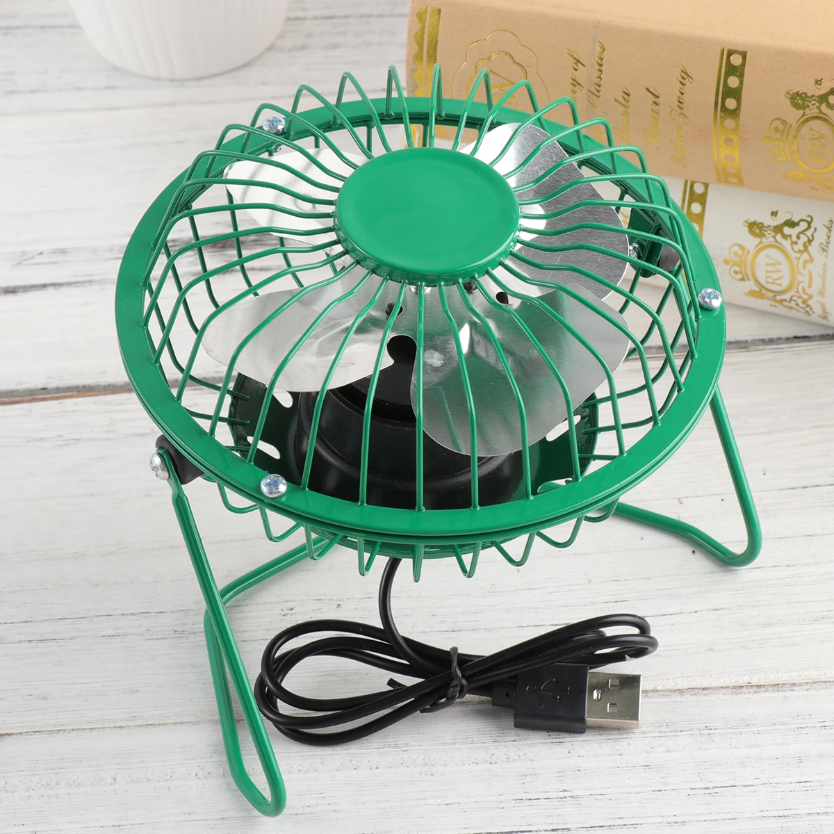 

4 Inch Mini Floor Fan USB Table Home Portable Pressure Resistant Metal Mesh Cover Adjustable Stand Quiet Cooling Blade Aluminum
