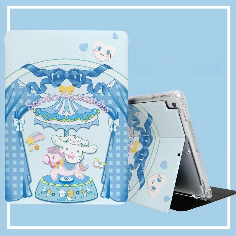 

Чехол Cinnamoroll для iPad Air 6 11 дюймов, 8-го/9-го поколения 10.2, милый чехол-книжка с воздушной подушкой для iPad 11, 10, 10.9, Pro 11 дюймов, защитный чехол