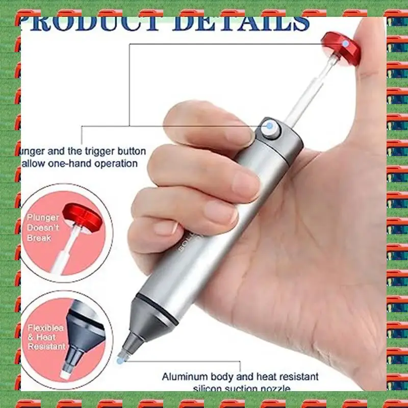 

2 Pcs Strong Solder Sucker No Clog Aluminum Desoldering Pump Solder Suction Device, Heat Resistant Silicone Suction-Nozzle