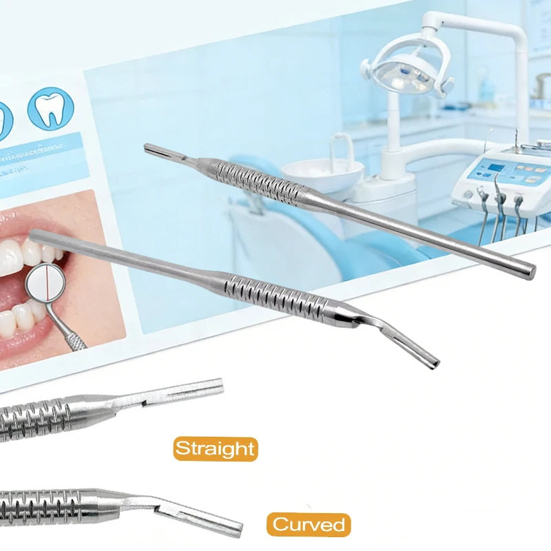 

2pcs Dental Scalpel Handle No.3 Stainless Steel Scalpel Blade Handle Curved Surgical Knife Oral Hilt Set
