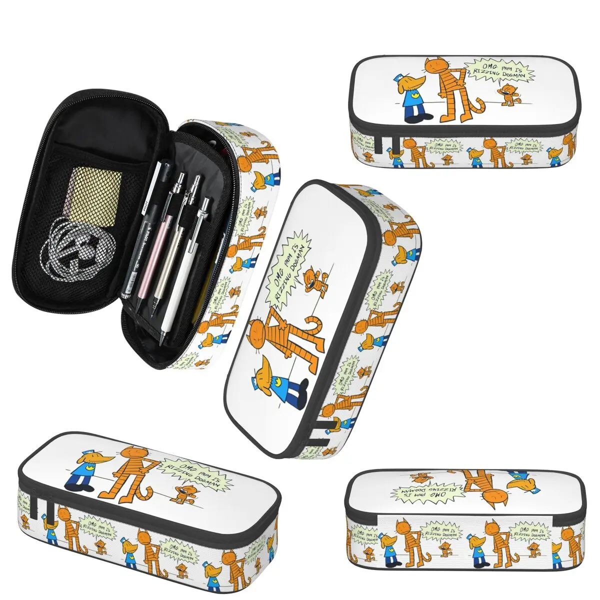 Dog Man Lil Petey And Big Petey Fan Art Pencil Case for Kids School Pen Box Pencil Bag Stationery Supplies Pen Holder Bag