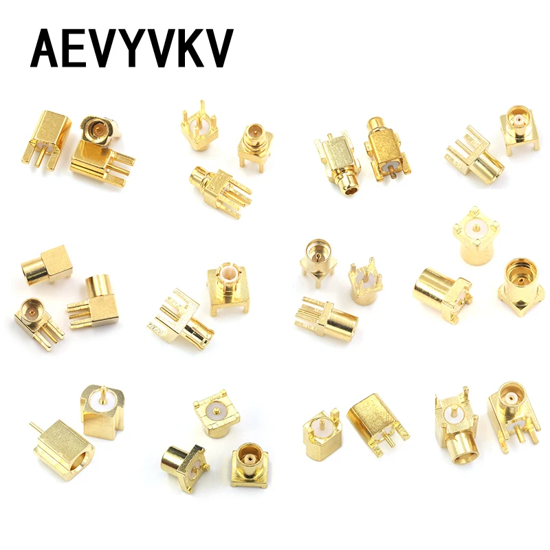 MCX MMCX Male/Female Jack Connector PCB Mount With Solder Straight Right Angle 90 Degree Goldplated 3 Pins Connector