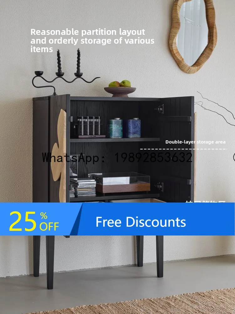 

YFY Light Vintage Style Retro Solid Wood Sideboard Living Room Storage Entryway Cabinet Wall-Mounted Sofa Side Cabinet