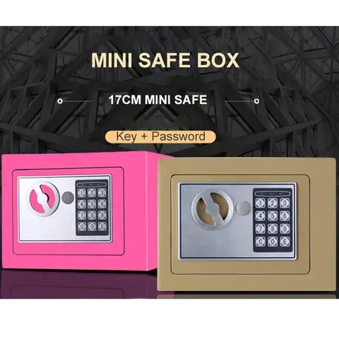 1PC 디지털 금고 작은 가정용 미니 강철 금고 돈 은행 안전 보안 상자 키로 현금 보석 또는 문서를 유지
