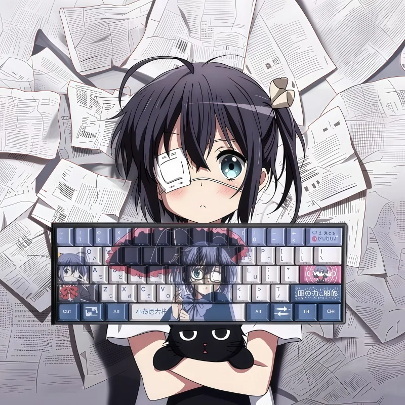 

Takanashi Rikka Keycap Anime Cherry Side Carved Light Transmissive Five Side Thermal Sublimation PBT Material Ergonomics 129 Key