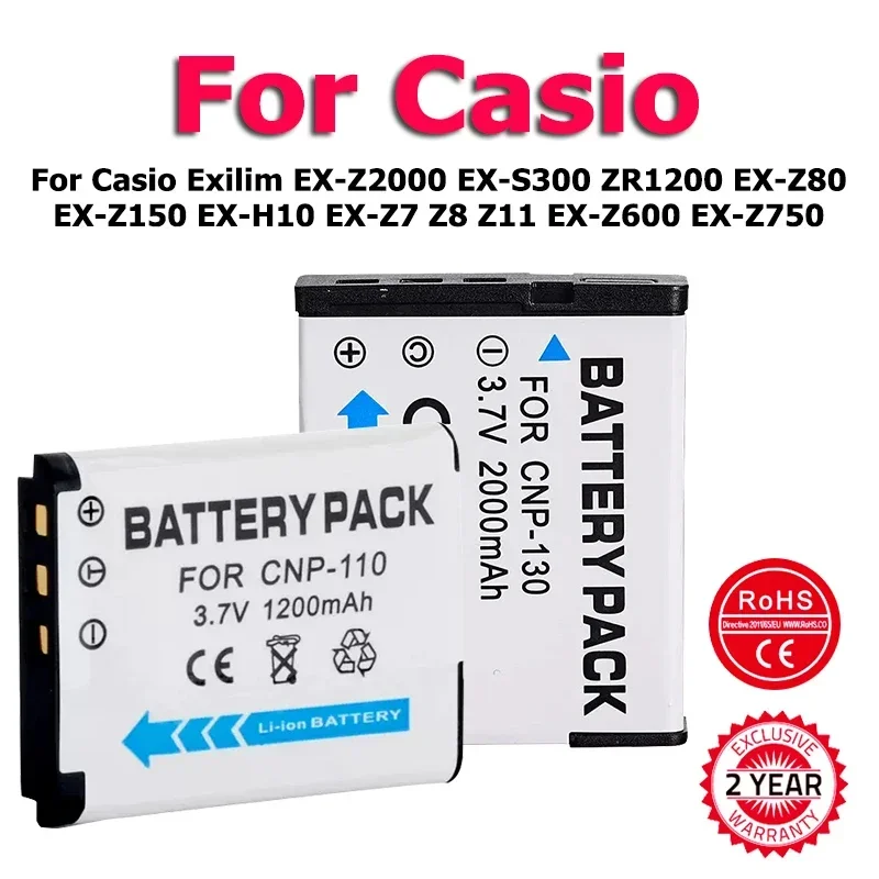 CNP-110 CNP-120 CNP-130 Batterie Für Casio Exilim EX-Z2000 EX-S300 ZR1200 EX-Z80 EX-Z150 EX-H10 EX-Z7 Z8 Z11 EX-Z600 EX-Z750