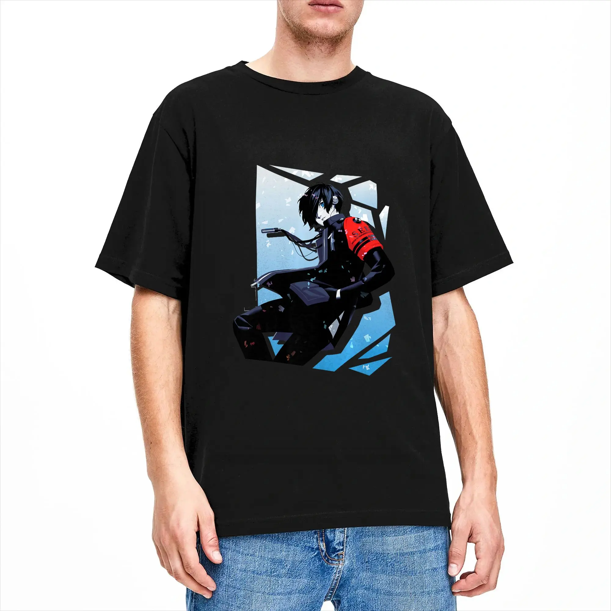 Atlus Persona 3 Reload Protagonist T-Shirt for Men  Vintage Cotton Tees Crewneck Short Sleeve T Shirt 4XL 5XL 6XL Clothing