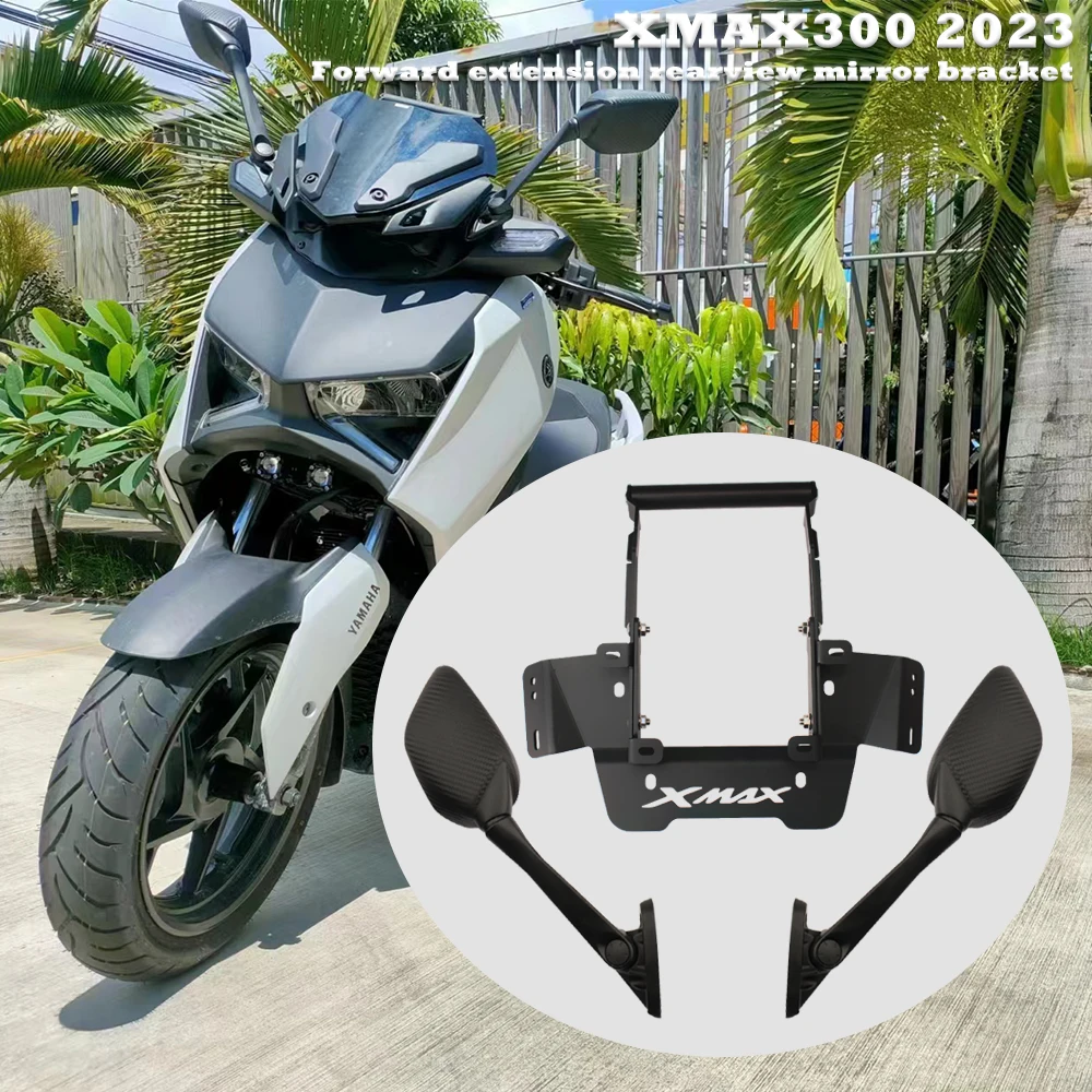 

Motorcycle Accessories New Black Forward Extension Rearview Mirror Bracket Navigation bracket For Yamaha XMAX300 X-MAX 300 2023