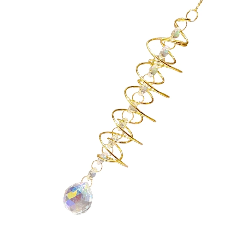 Suncatchers Wind Chimes Gazing Spiraling Tail Crystal Decorative Wind Chimes Suncatchers Crystals Hanging for Garden 203C