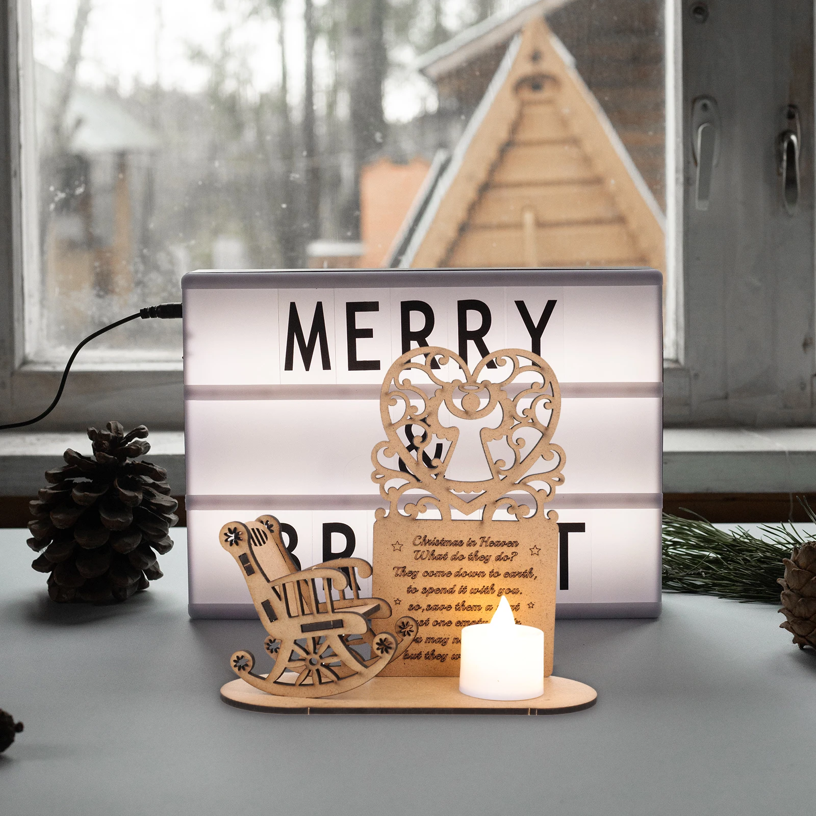 

Craft Wooden Ornaments Christmas Dinner Table Decor Rocking Chair Creative Xmas