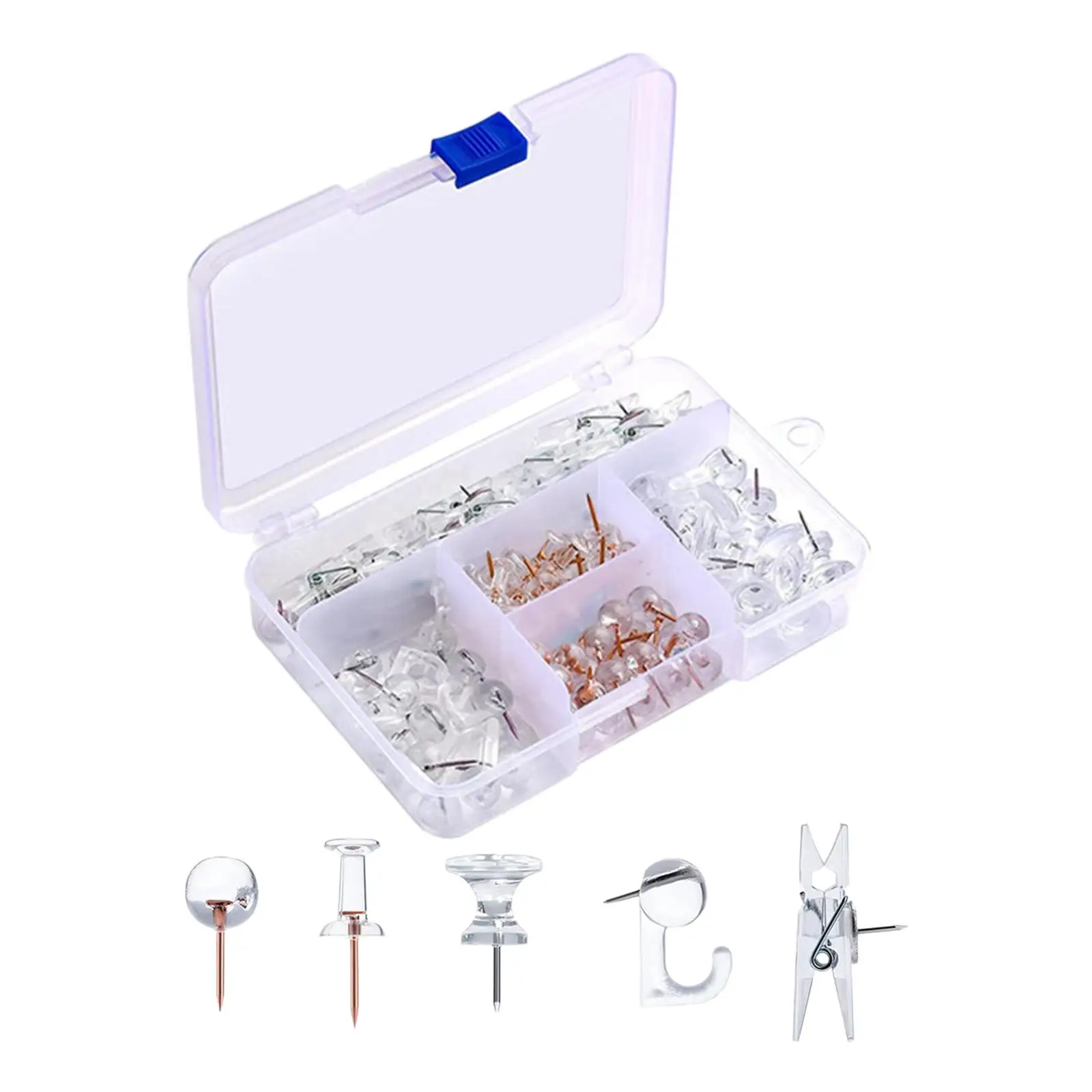 125 Push Pins Thumb Tacks Pushpins Hooks Stationery 5 Styles Clips Thumbtacks for Cork Board Message Board Bulletin Board Wall