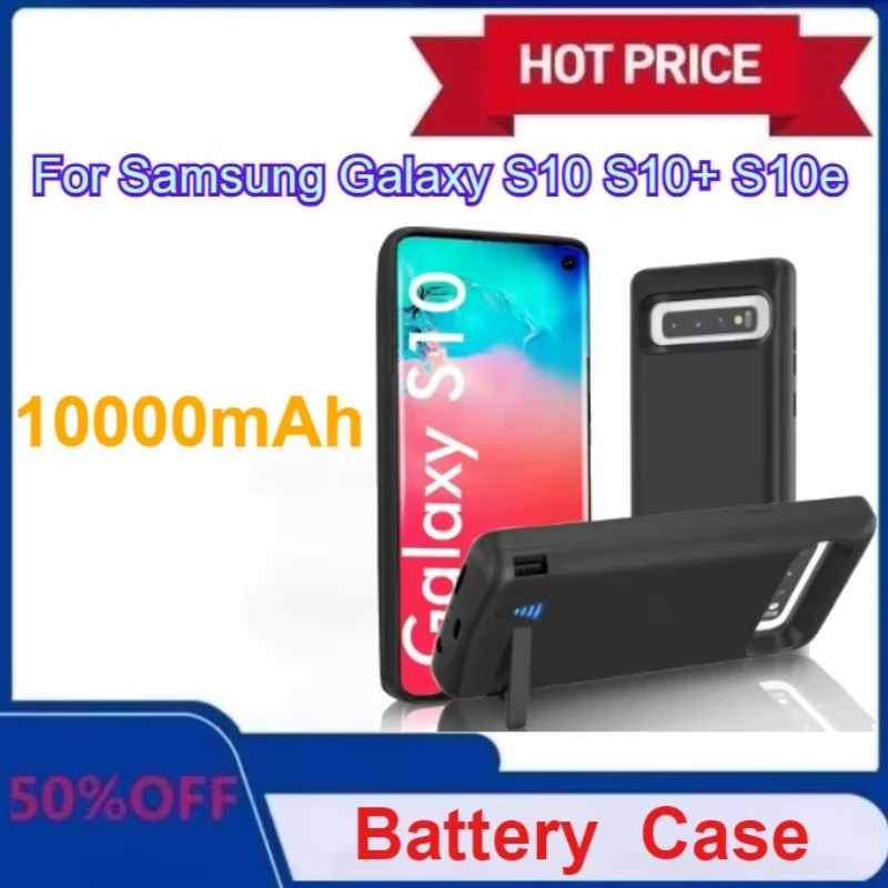 

New upgraded 10000mAh for Samsung Galaxy S10 S10+ S10e with Slim Silicone Shockproof Charger Case
