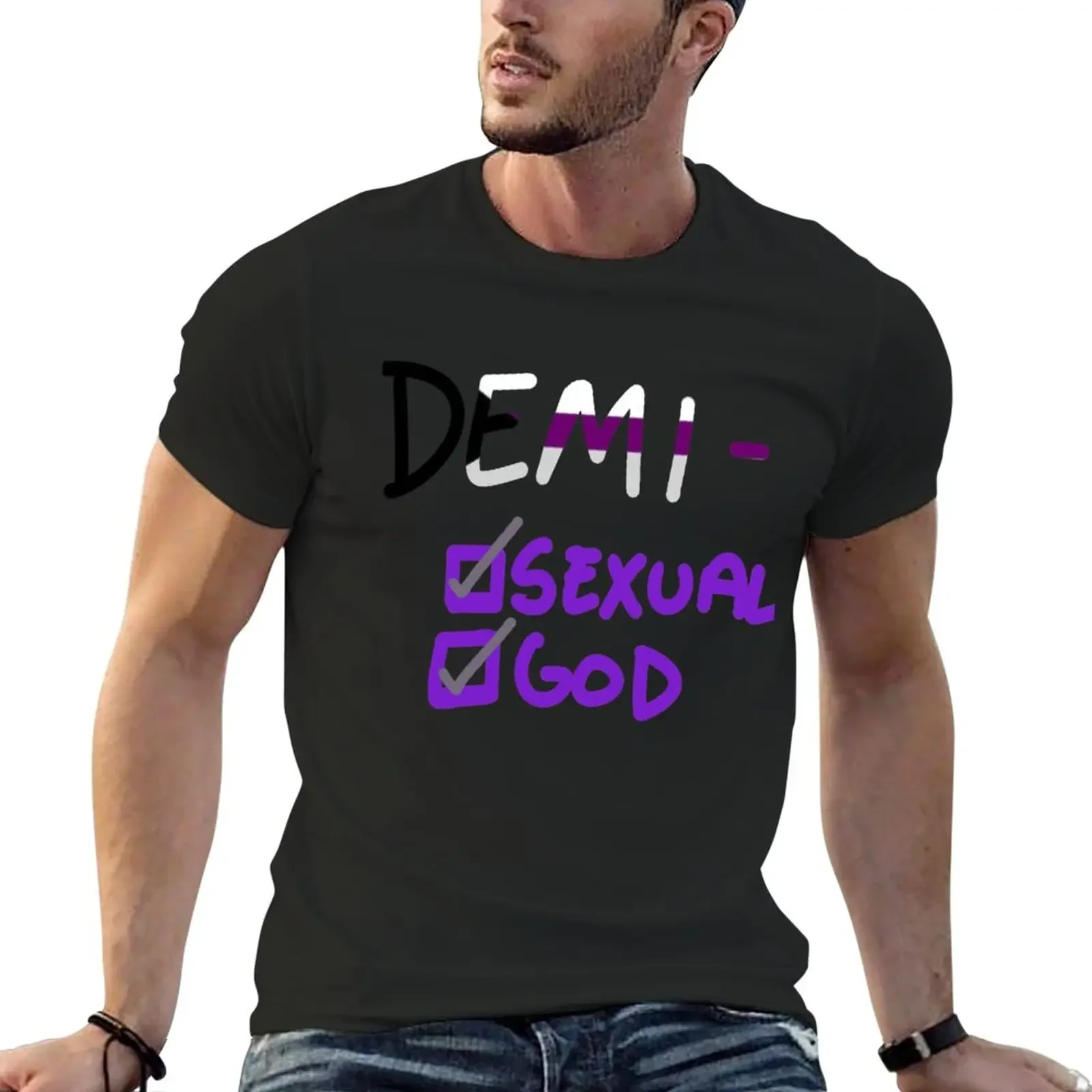 demisexual - demigod T-Shirt custom t shirt hippie clothes mens graphic t-shirts hip hop