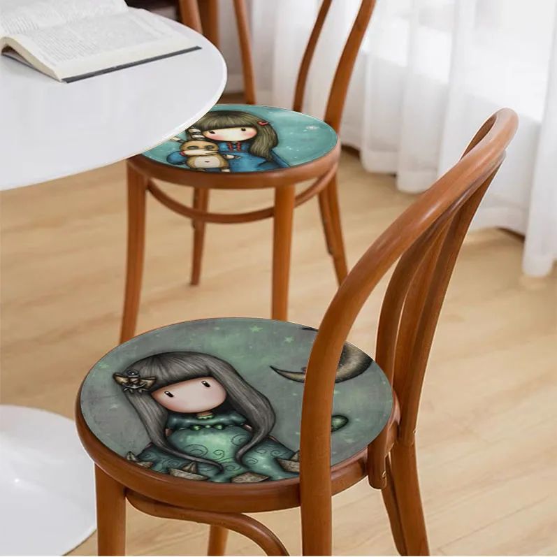 S-Santoro-Gorjuss Cute Cartoon Girl Cushion Mat Square Seat Cushion Office Dining Stool Pad Sponge Sofa Mat Non-Slip Seat Mat