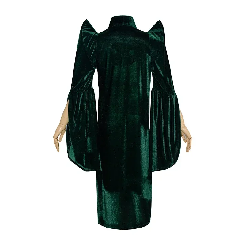 Anime Professor Minerva McGonagall Cosplay Costume Green Dress Cape Velvet Role Play Cloak Halloween Carnival Include Hat