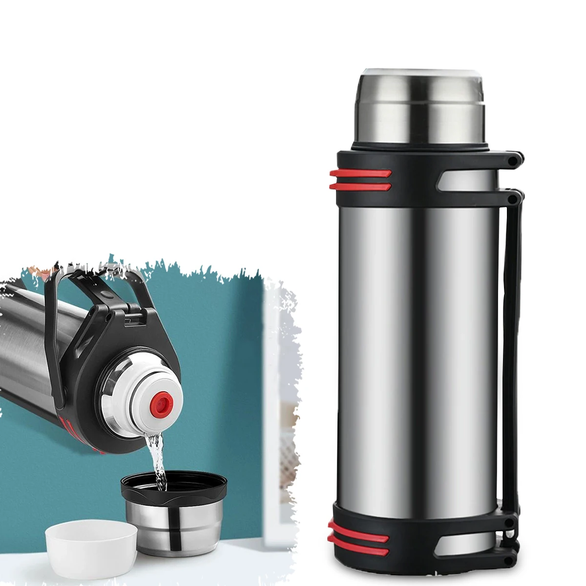 

1500ml large capacity stainless steel car insulated kettle, insulated cup for home use, portable outdoor travel kettle