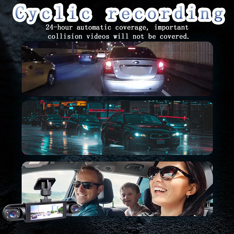 360 ° داش كام للسيارة 3/4 عدسة الجبهة اليمنى كاميرا الرؤية الخلفية للرؤية الليلية 24H وقوف السيارات كاميرا مراقبة سيارة DVR 1080P مسجل فيديو #3