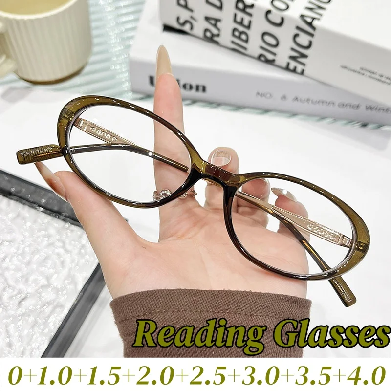 

Fashion Oval Frame Reading Glasses for Women Ultra Lightweight Personality Blue Light Blocking Presbyopia Glasses Diopter To+4.0