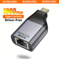 SUNKANDI USB C to Ethernet Adapter, 1Gbps Gigabit RJ45 to Type-C, Compatible for MacBook Pro/Air, iPhone 16, iPad, XPS, Laptop