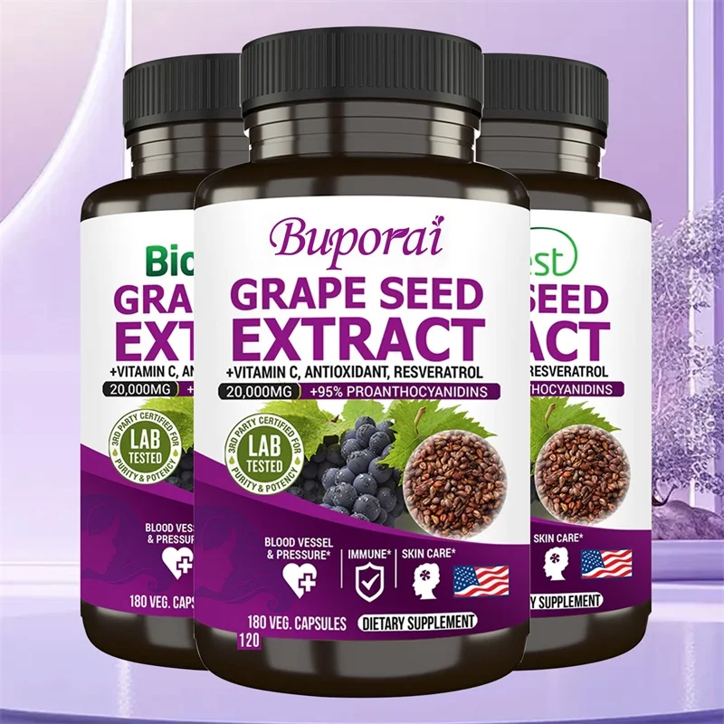 

Grape Seed Extract Supplement - Eliminate Facial Wrinkles, Brighten Skin Tone, Beauty Health